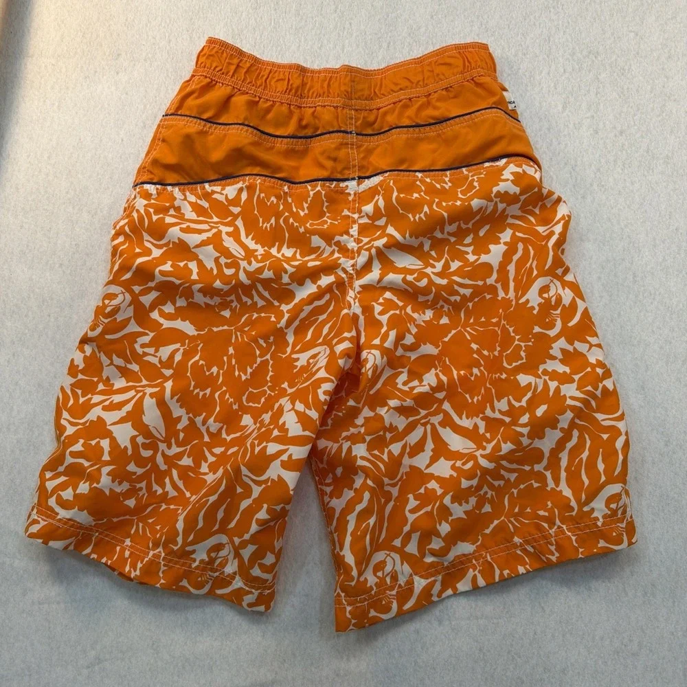 Nautica Youth Teen Boys Kids Lined Swim Trunks Shorts XL 18 20 Orange White EUC